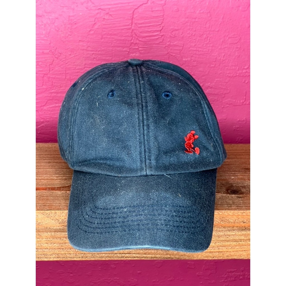 Disney Parks Mickey Mouse Hat Souvenir Cap Strap Back Navy Blue Red Figure Logo